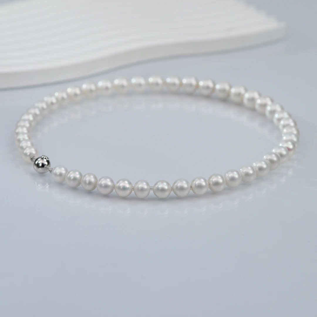 【龙珠项链】淡水珍珠时尚款S925银插棒扣项链 9-11mm