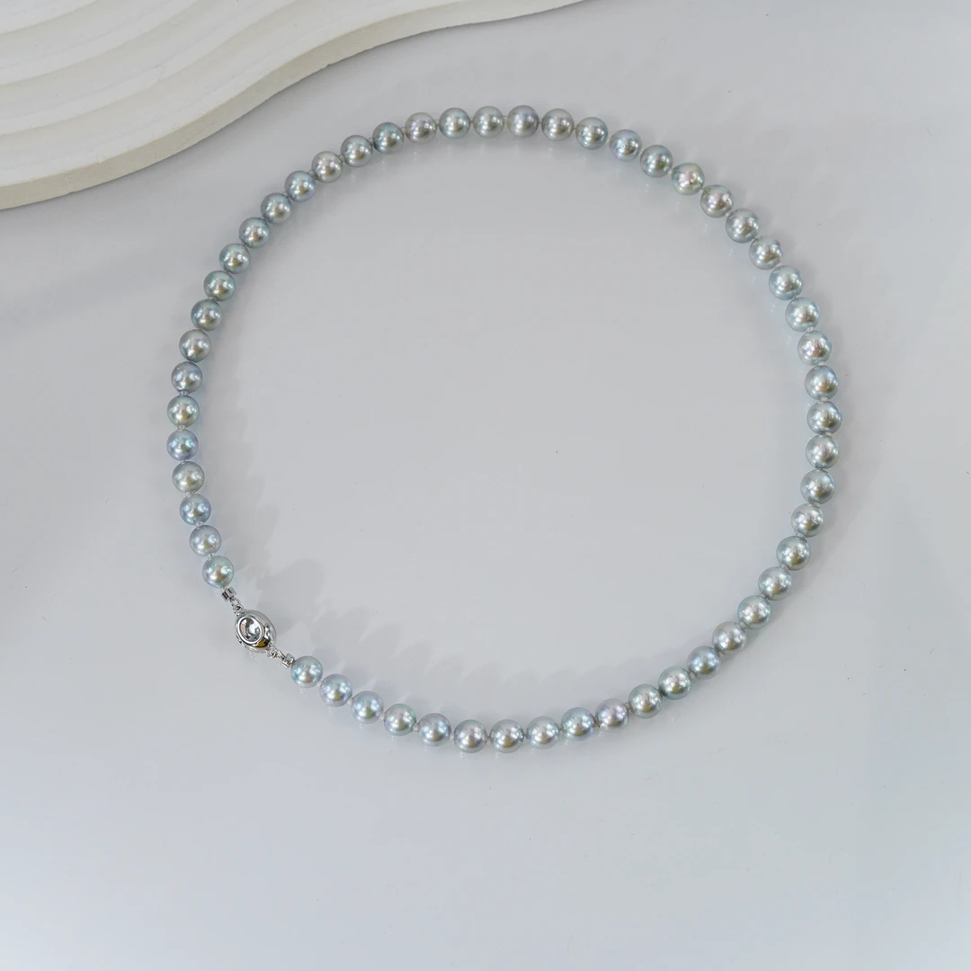 【村长专属】海水Akoya珍珠真多麻S925银项链6.5-7mm