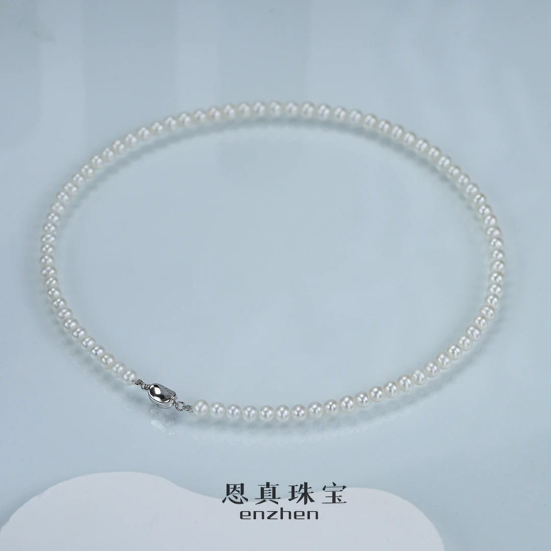 【新人必拍2024新货大漏】 淡水无核珍珠元宝扣项链5-6mm