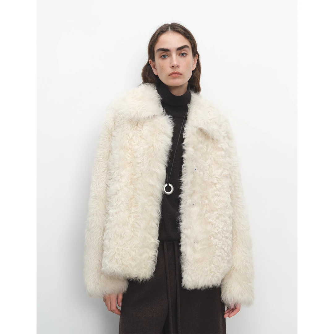 MSBEAST/野兽小姐翻领小廓形进口托斯卡纳皮毛一体外套丨微风呢喃