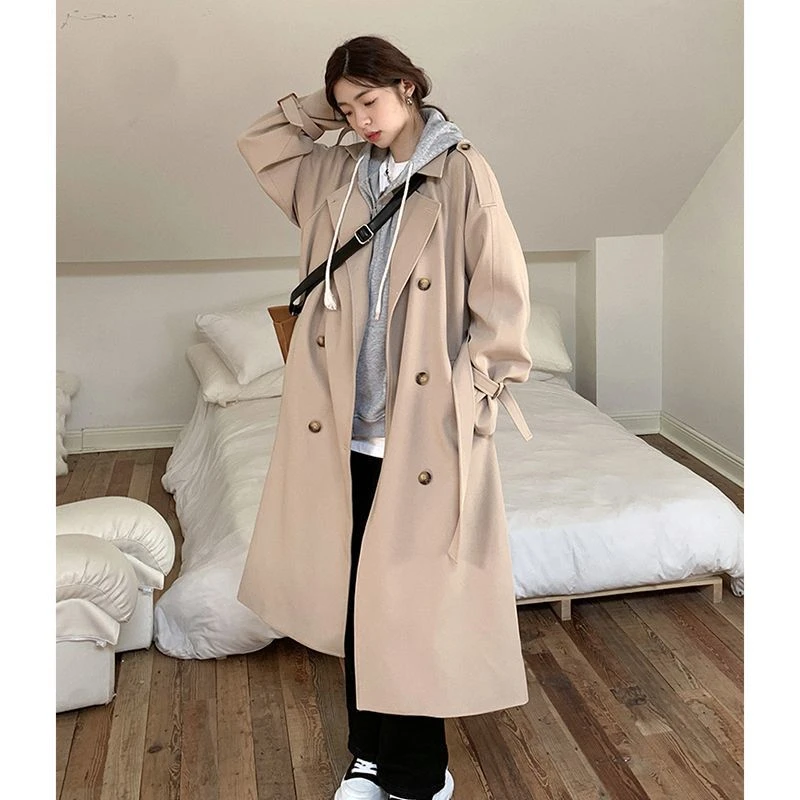 2024今年流行春秋季中长款过膝英伦风衣女休闲韩版小个子大衣外套