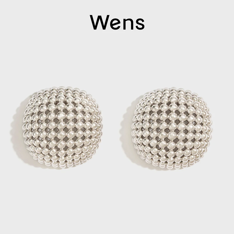 Wens/吻斯 铜合金耳饰 明星同款圆球珠珠耳环时尚百搭高级感