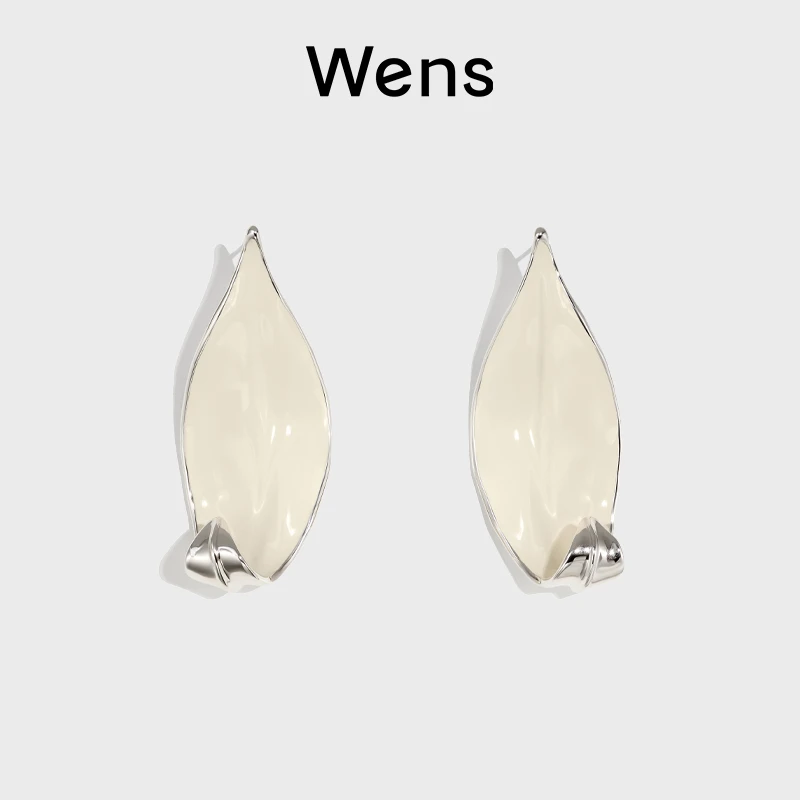Wens/吻斯 铜合金耳饰 卷叶造型耳环时尚小众简约设计