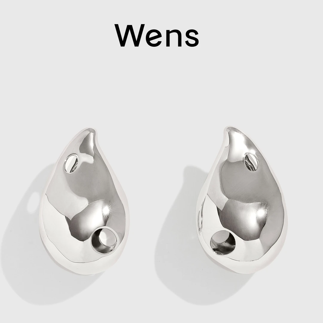 Wens/吻斯 铜合金耳饰 水滴镂空耳环设计感简约小众时尚百搭