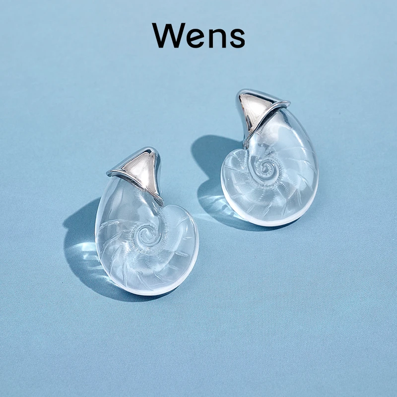 Wens/吻斯 铜合金耳饰 海螺造型耳环时尚小众通勤简约百搭复古