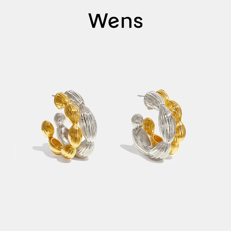 Wens/吻斯 铜合金耳饰 植物系列 金银分色种子造型耳环小众通勤