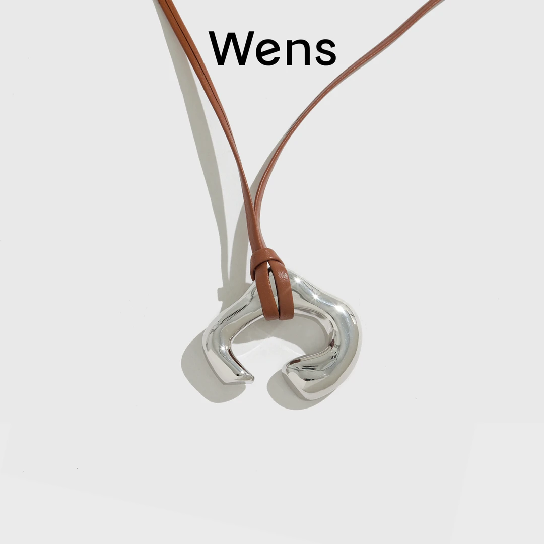 Wens/吻斯 铜合金皮质项链 明星同款身体皮绳项链设计可调节百搭