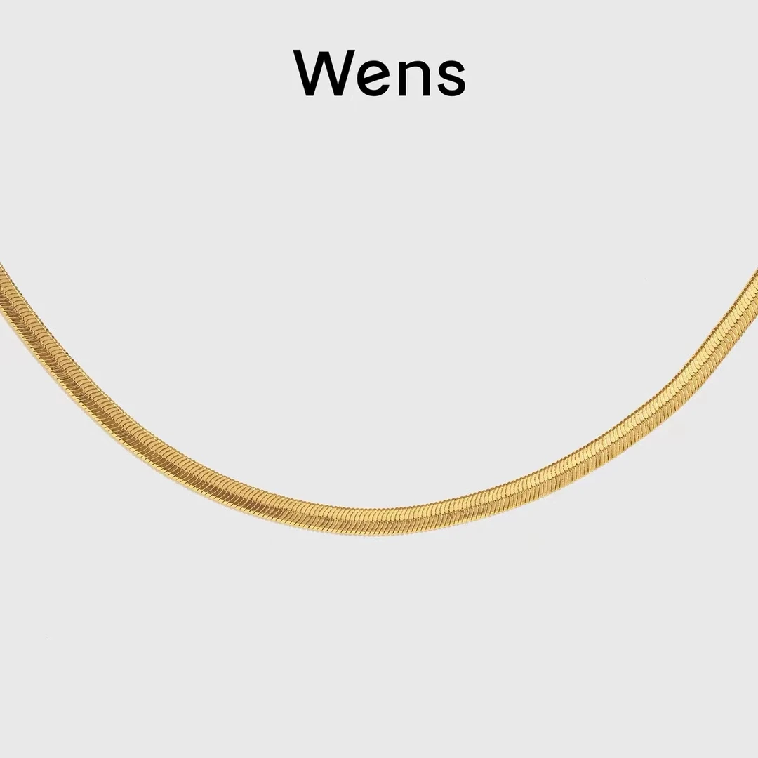 Wens/吻斯 铜合金项链 百搭蛇链简约基础链时尚素款银色