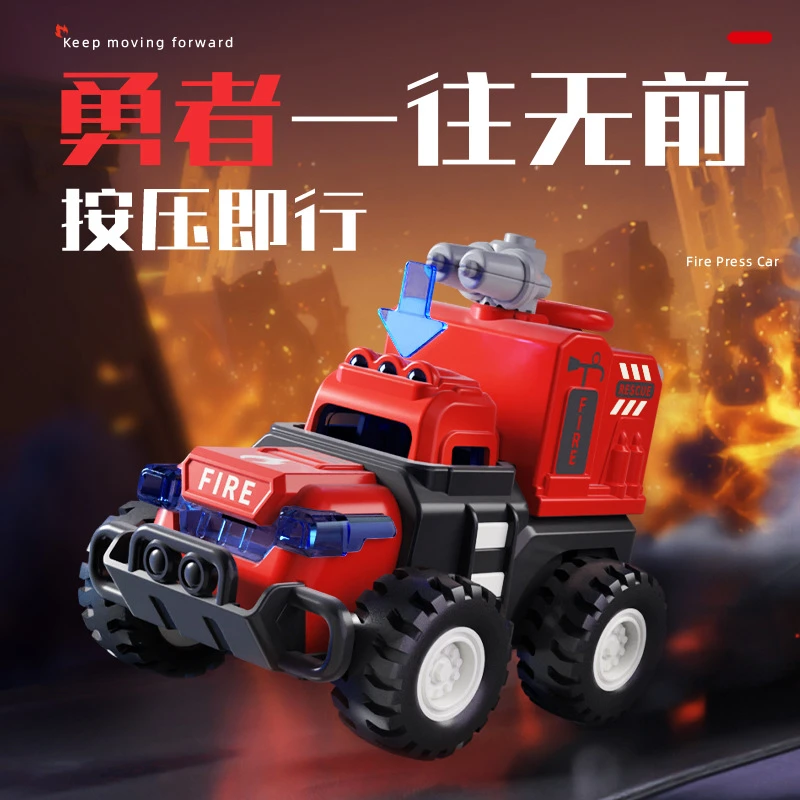 儿童男孩玩具回力小车按压工程车仿真升降车惯性推土机礼物套装