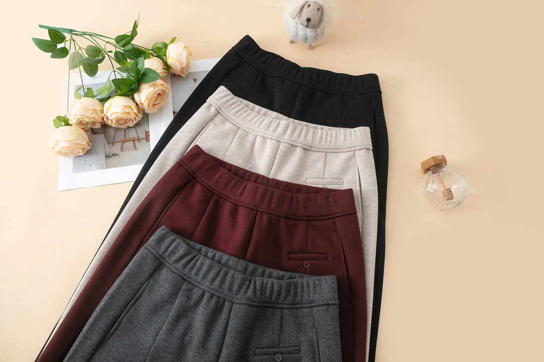 【新澳利绒】冬季加绒加厚高级感高腰显瘦百搭时尚休闲镰刀裤-8856