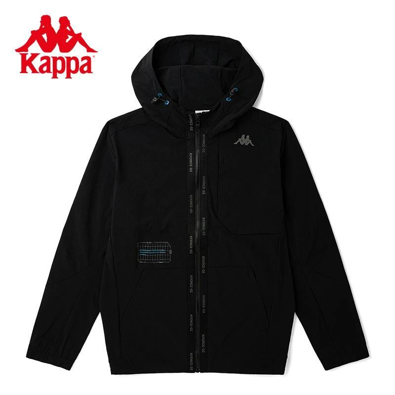 Kappa卡帕串标防风衣男梭织外套休闲时尚透气连帽开衫K0B52FJ42