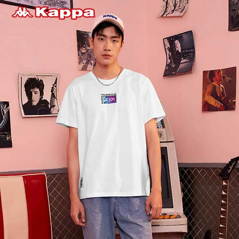 KAPPA运动短袖休闲T恤夏季半袖幻彩印花图案衫简约K0B32TD78D
