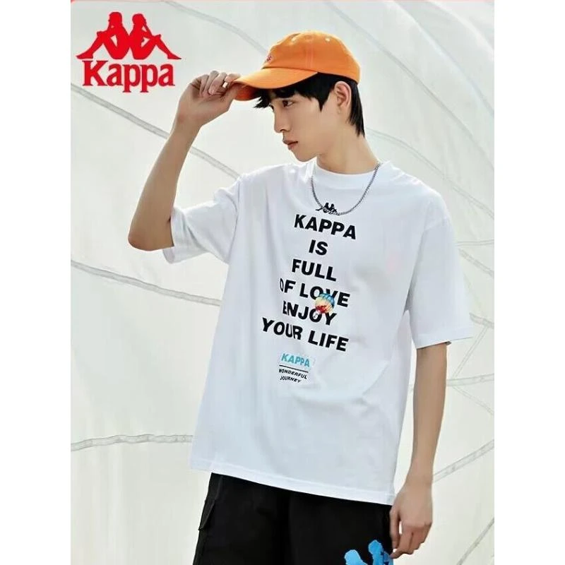 kappa卡帕悦镜短袖新款男字母印花T恤休闲圆领运动半袖K0C32TD15D