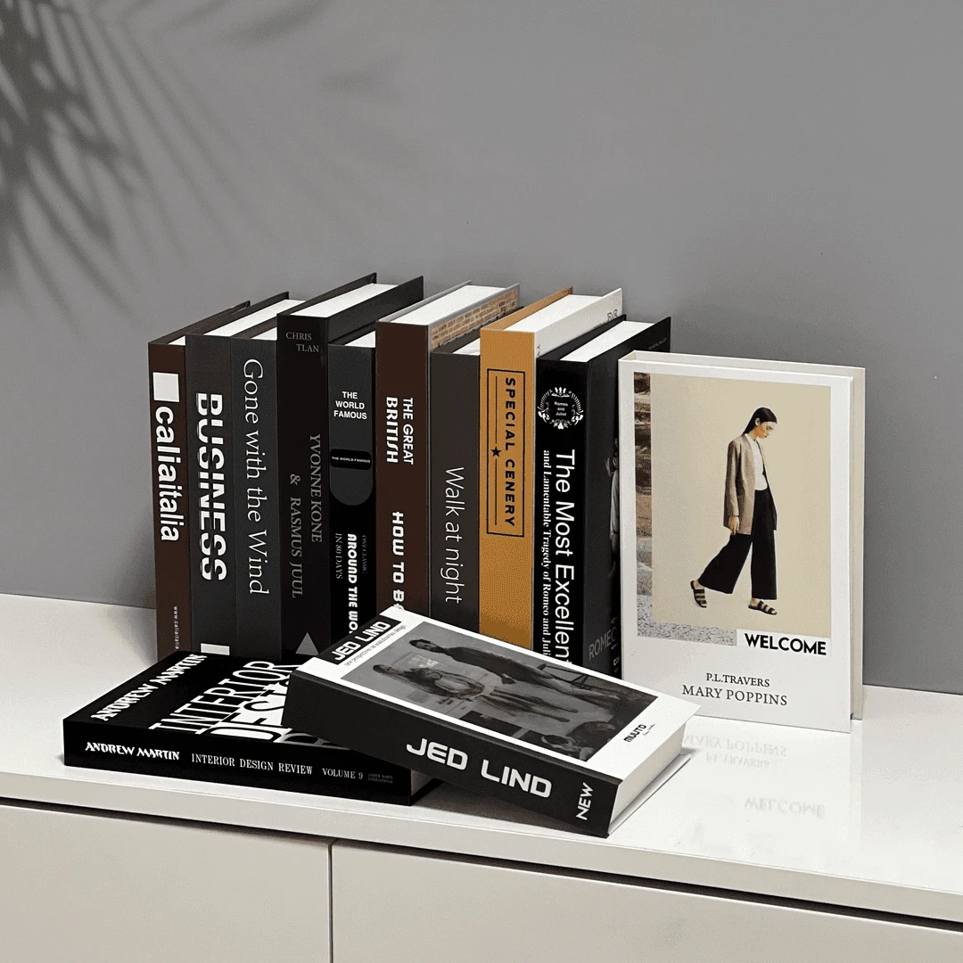 现代风英文仿真书摆件家居软装饰品道具书书房书柜假书摆件