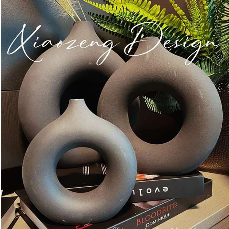 【尤觅】ins风哑光甜甜圈陶瓷花瓶家居装饰品摆件