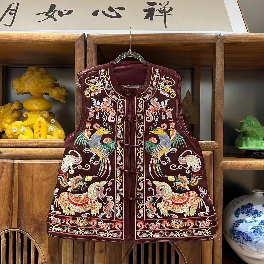 9287/#新款棉新中式国风马甲《万象图》无袖国潮风重工刺绣宽松百搭