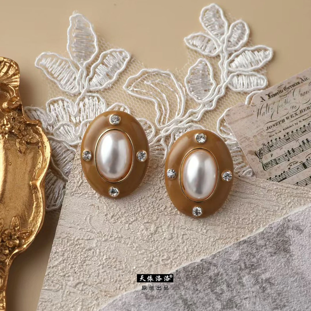 非金属树脂耳饰  【天依洛洛】66524时尚复古镶嵌韩系时尚耳饰