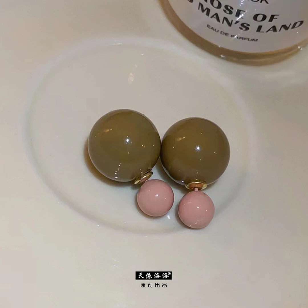 非金属树脂耳饰 【天依洛洛】轻奢圆球双面戴耳饰