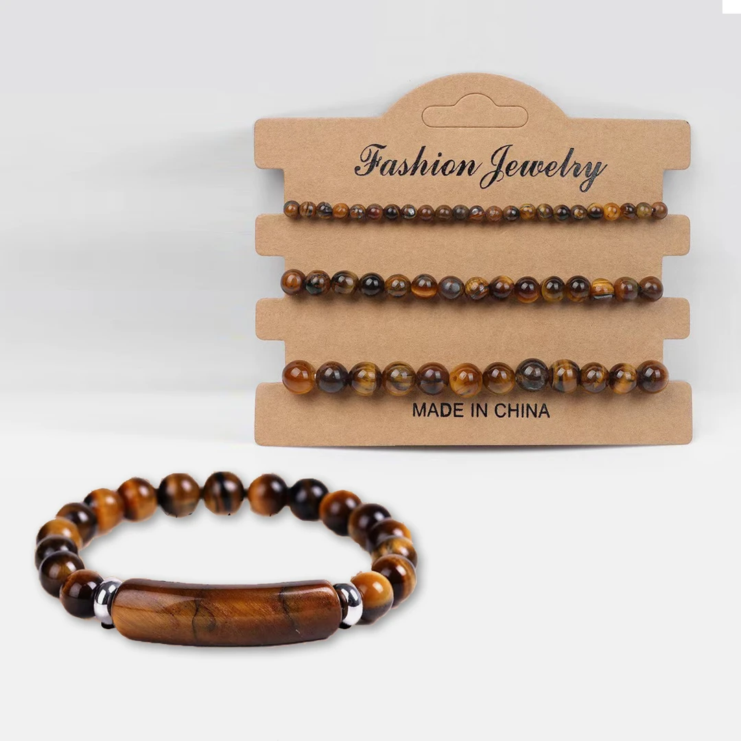 非金属珐琅手链  【天依洛洛】89525虎眼石串珠手链弹力绳4件套