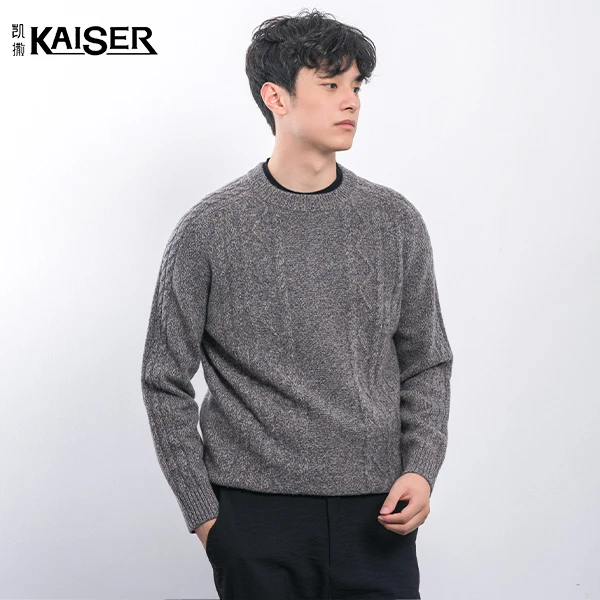 【粗针提花】羊毛衫男秋冬保暖半高领提花男士纯羊毛针织衫