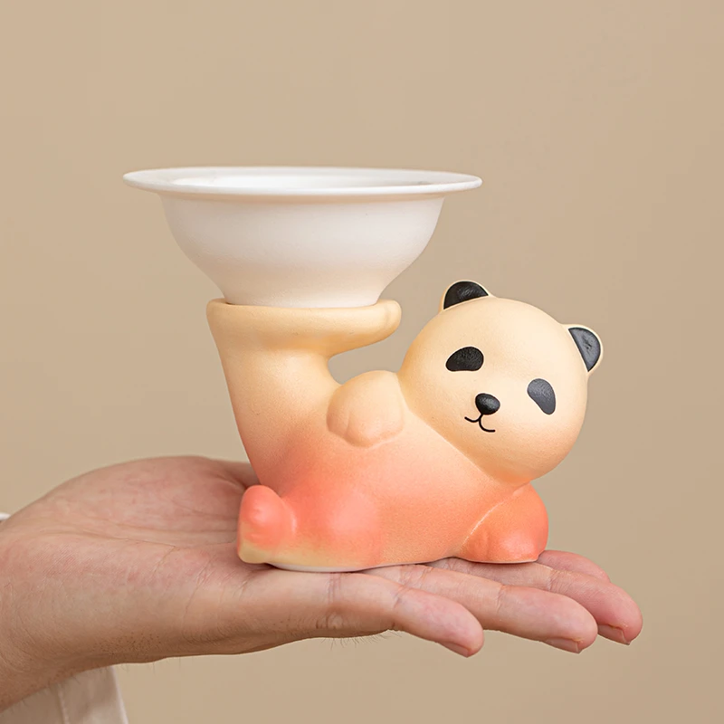 创意熊猫茶漏茶滤陶瓷茶隔功夫茶具漏斗泡茶过滤器茶叶过滤网家用