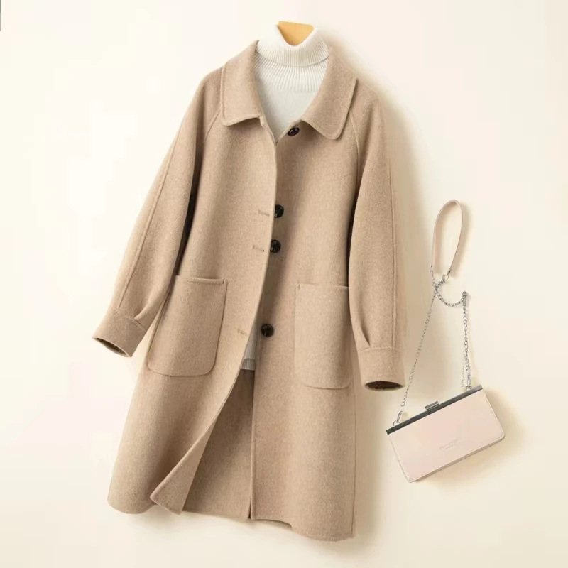 2025潮牌时尚气质双面羊毛洋气宽松新款双面羊绒大衣中长款显瘦