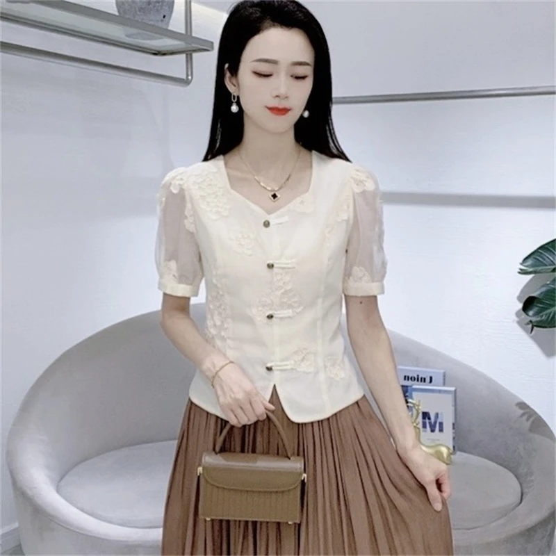 A6350夏季新款时尚百搭设计感甜美减龄衬衫上衣潮