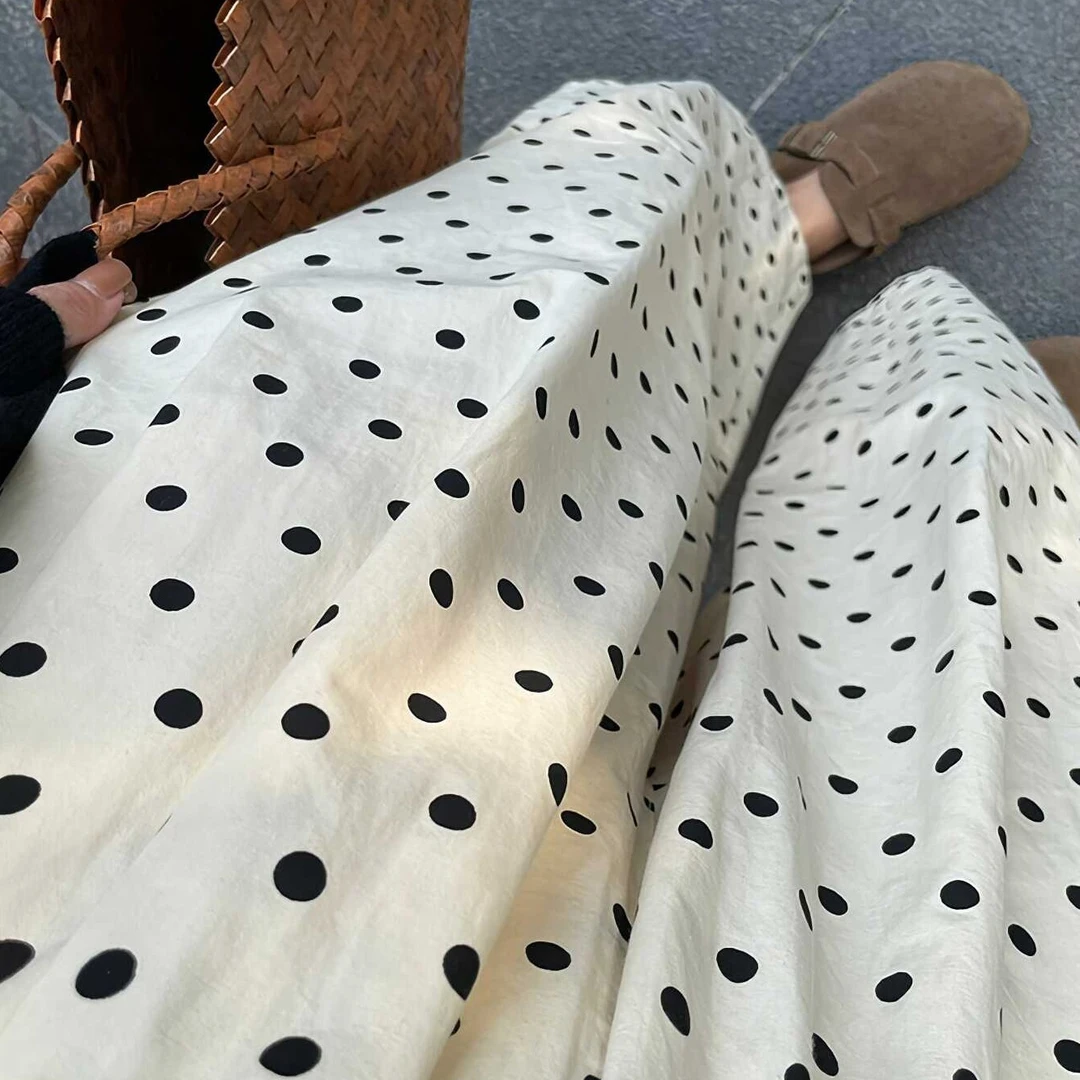 高腰显瘦垂感阔腿裤女2025夏季新款设计感时尚宽松休闲百搭波点裤