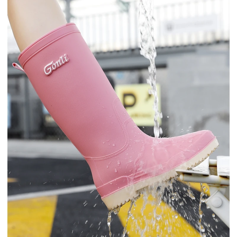 学生高筒网红中高筒晴雨鞋女士款平底成人女装防水鞋女雨鞋女雨靴