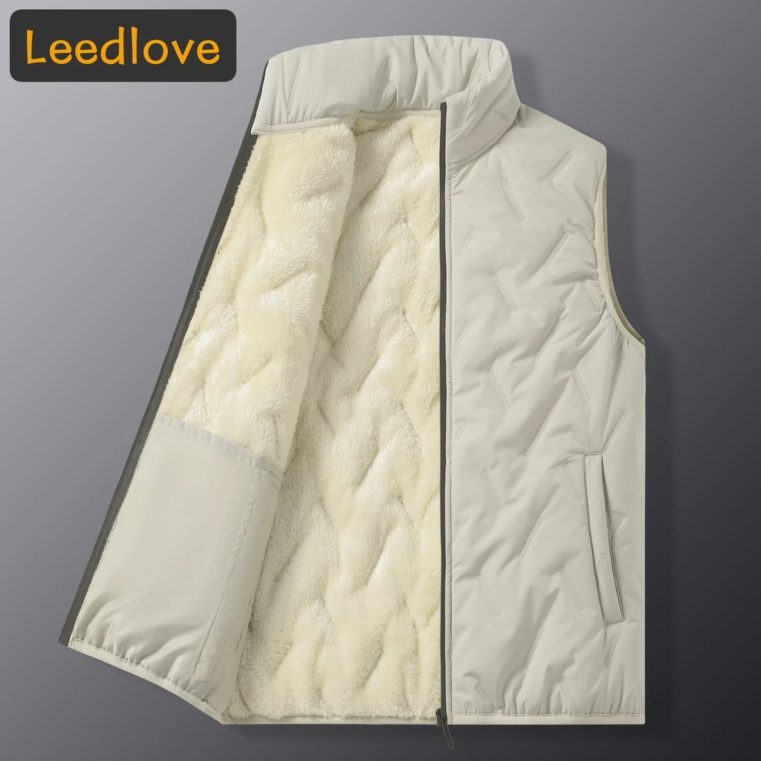 Leedlove马甲男款冬款加绒轻薄立领男士保暖背心潮流羊羔绒坎肩男