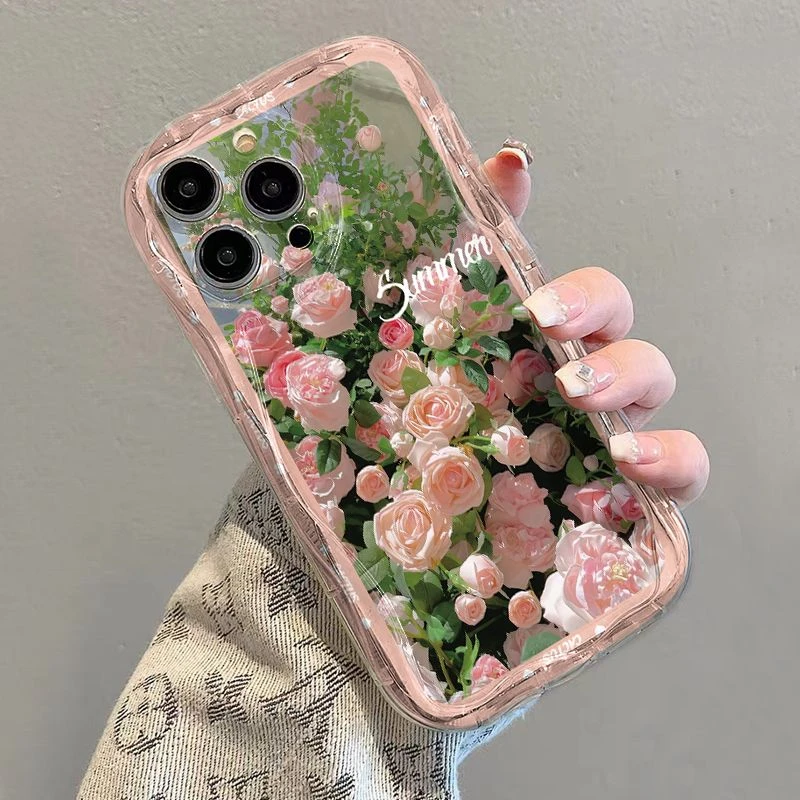 玫瑰花海适用苹果11/12/13/14手机壳iphone15promax奶油壳xr/xs软