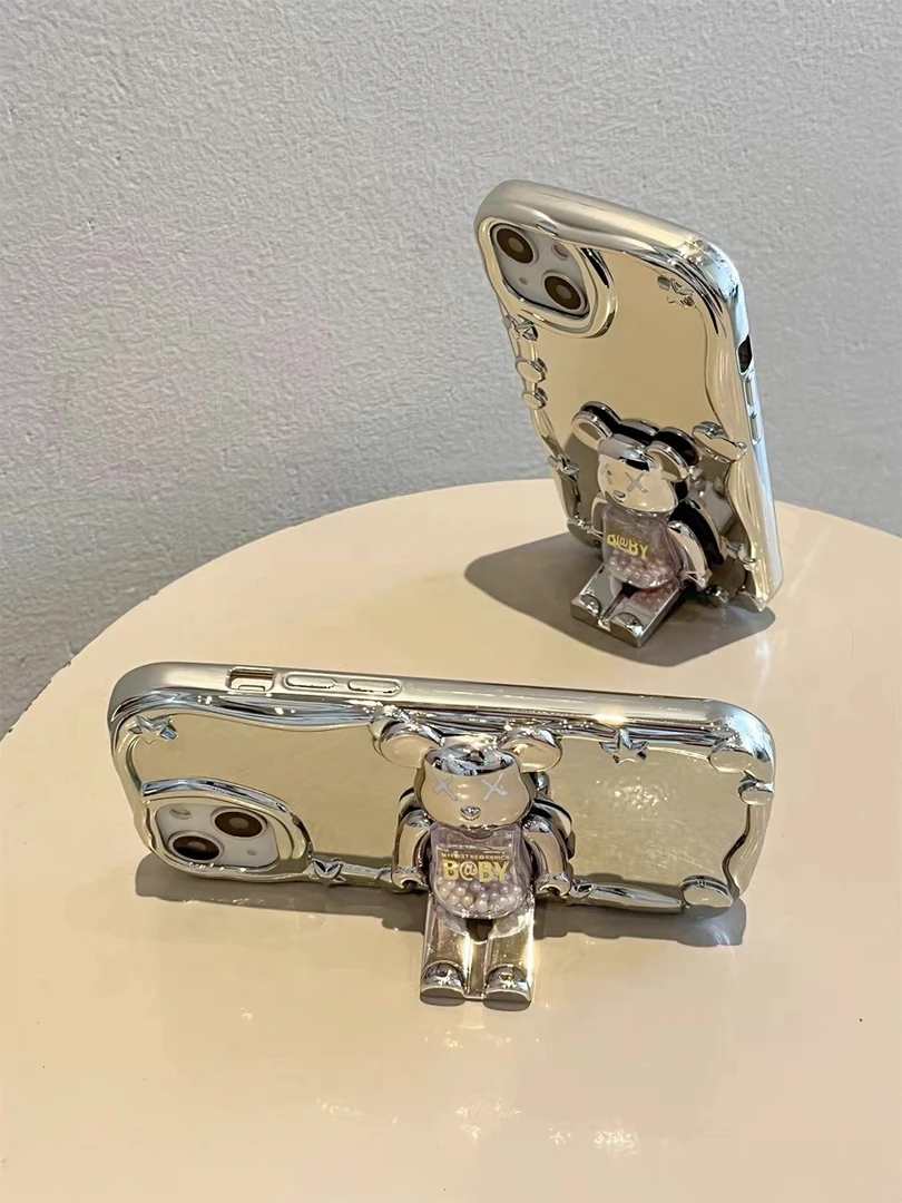 KEBENA电镀镜面立体银爱心苹果14iPhone15promax手机壳12女11软13