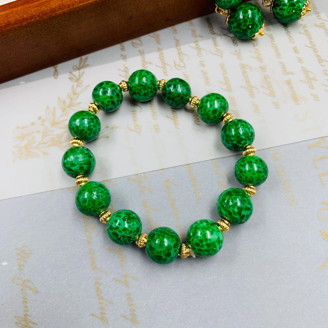 铜合金琉璃手链 中古vintage蛙皮手链