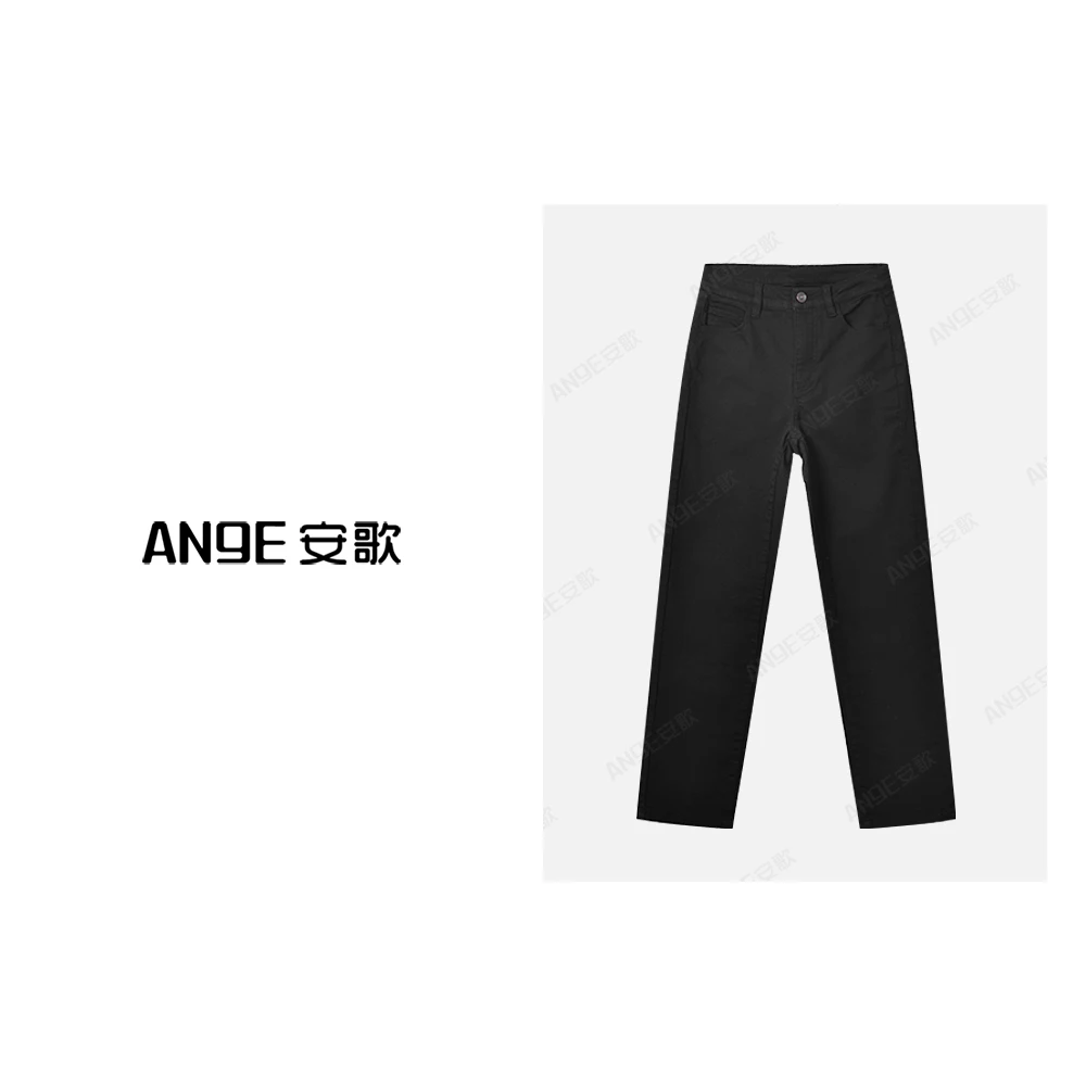 ANGE SUNNY【ROW极简黑色牛仔裤】 时尚极简风百搭修身黑色牛仔裤