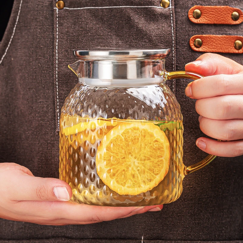 锤纹冷水壶耐高温防爆玻璃凉水壶套装泡茶壶家用大容量扎壶果汁壶