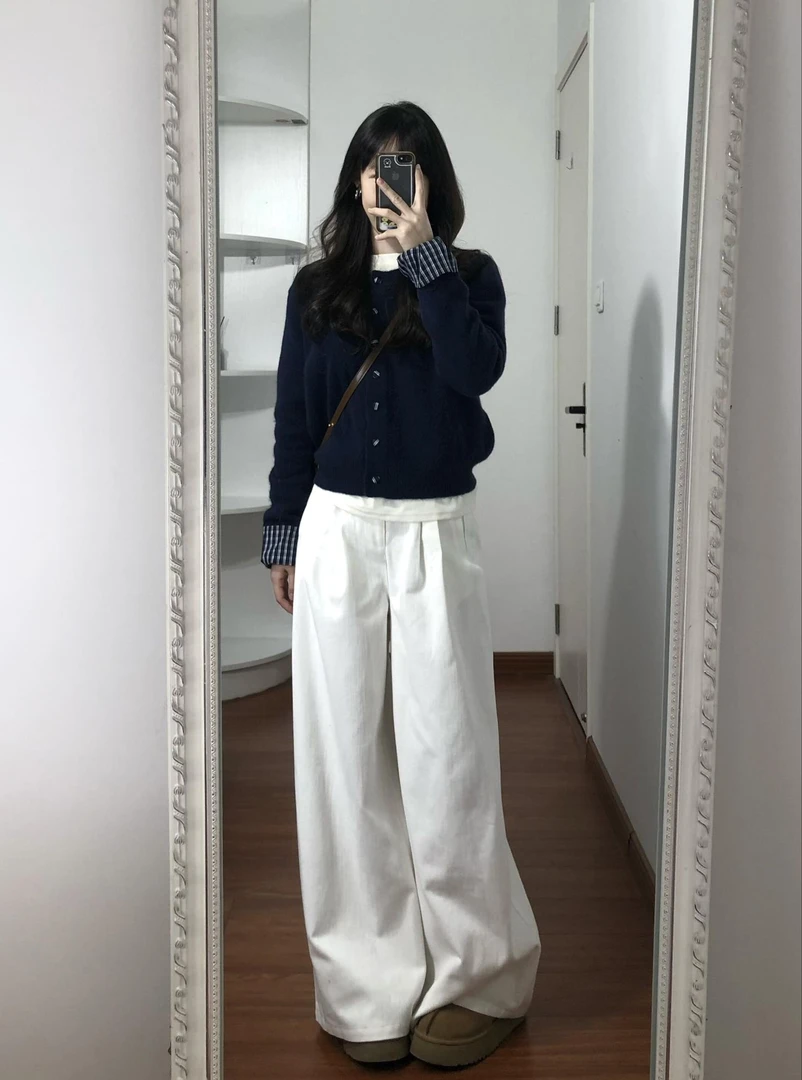 格子拼接针织衫女2024秋冬新款慵懒风设计感开衫上衣搭配阔腿长裤