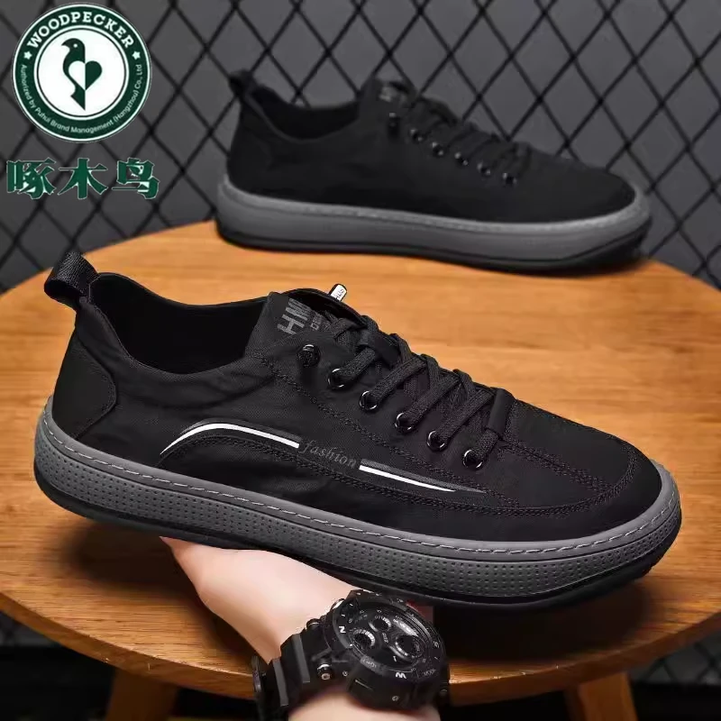 啄木鸟男鞋2024夏季透气百搭运动鞋软底时尚休闲低帮帆布鞋男潮鞋