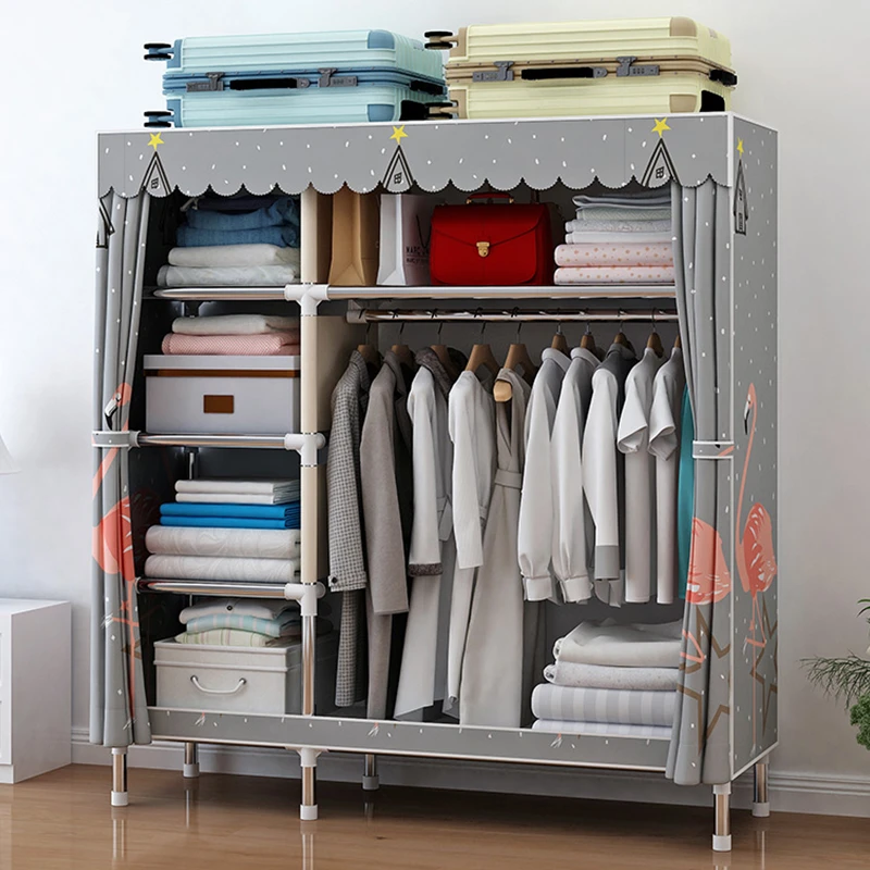 简易衣柜钢管布衣柜加粗加固卧室组装家用衣橱出租房挂衣收纳架子