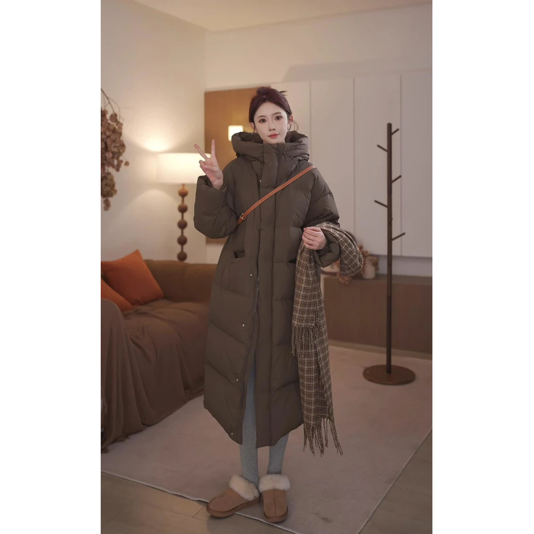 麦麦服饰韩国定制-【北极冬日】宽松长款显瘦90白鸭绒羽绒服保暖厚