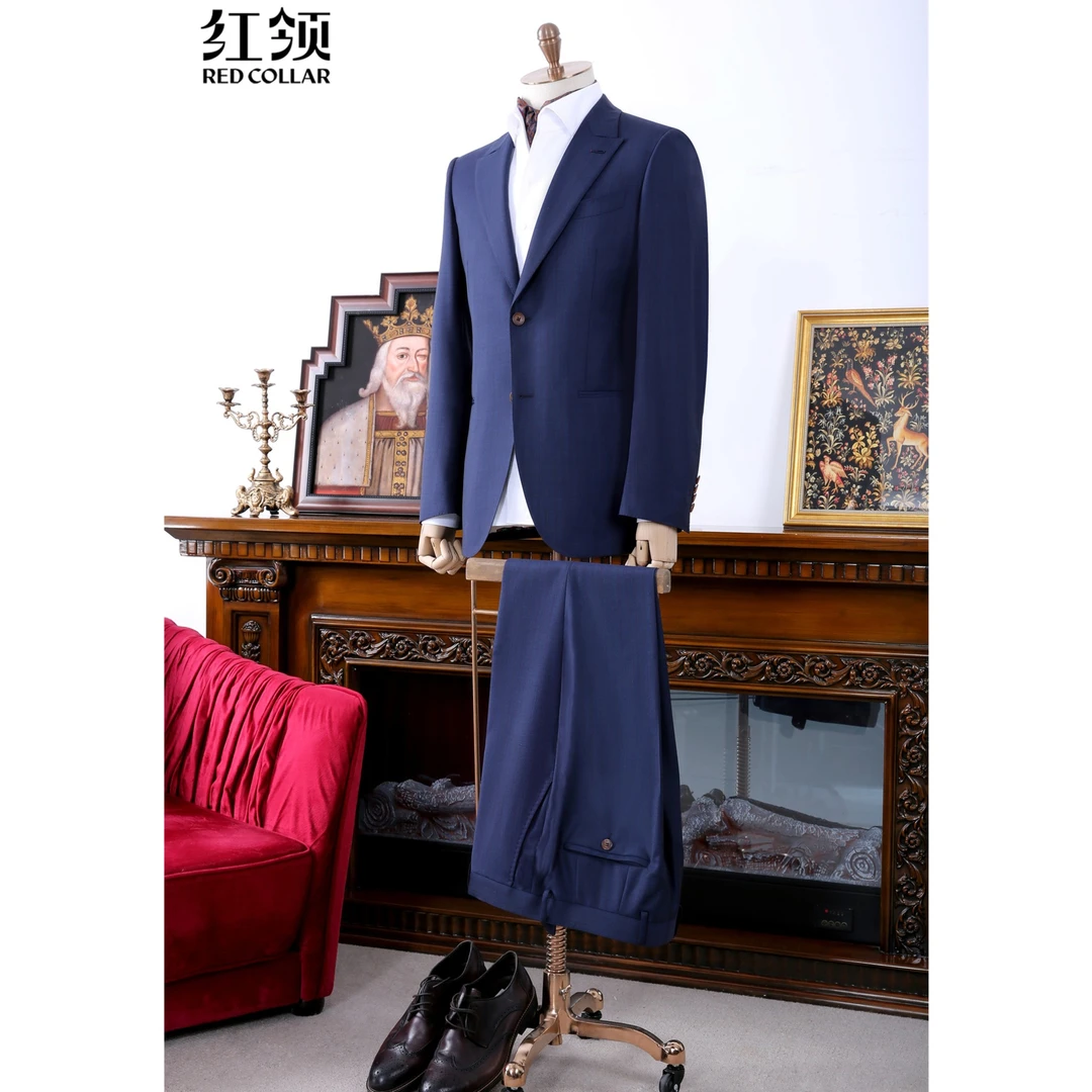 红领【量体定制】商务职业西服套装修身百搭西装婚礼新郎伴郎套西