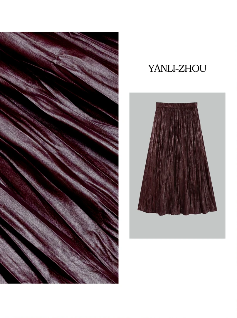 YANLI-ZHOU三宅褶皱大摆皮半身伞裙【五倍用料！】