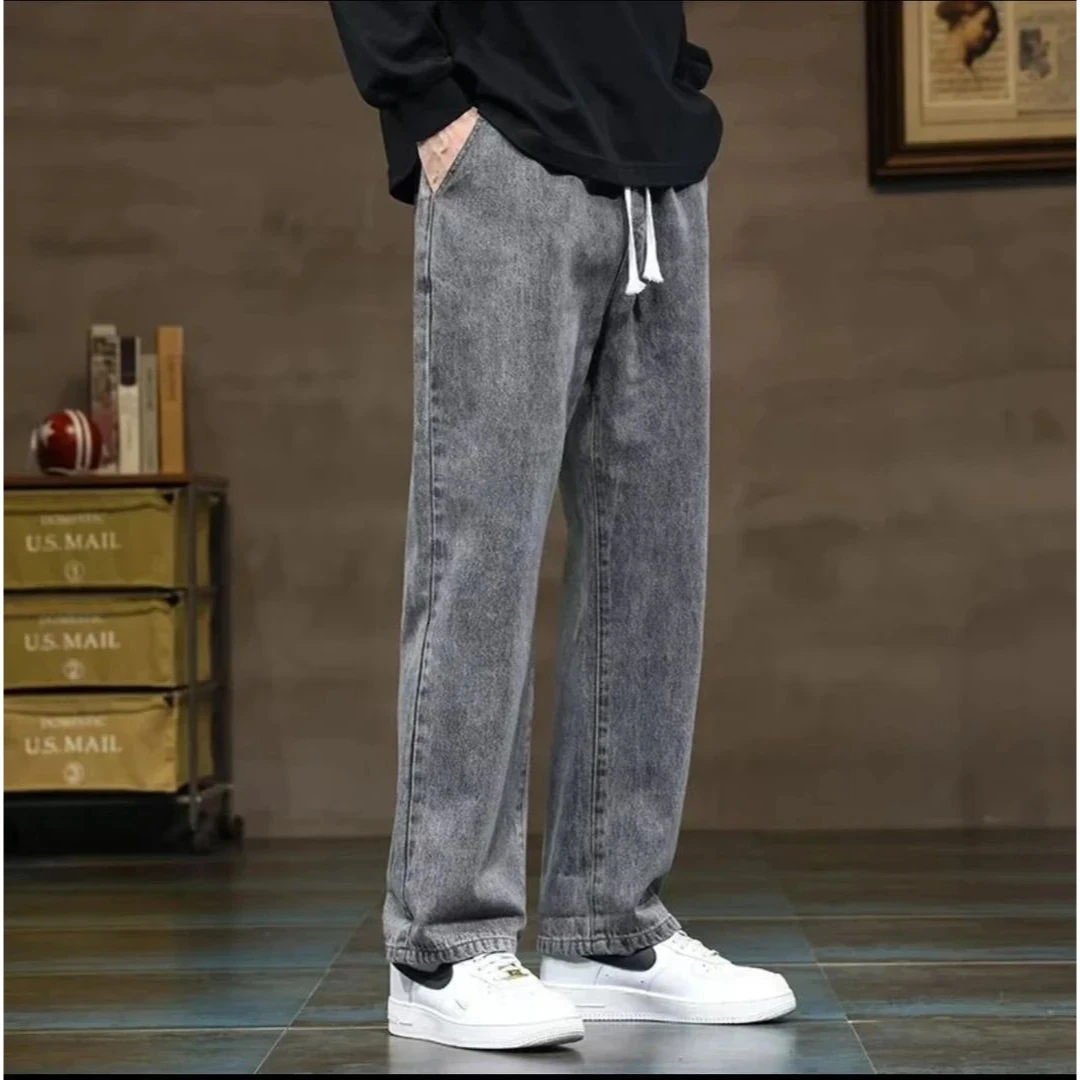 秋冬季男士新爆款牛仔裤春秋款男裤潮流宽松直筒阔腿牛仔休闲裤