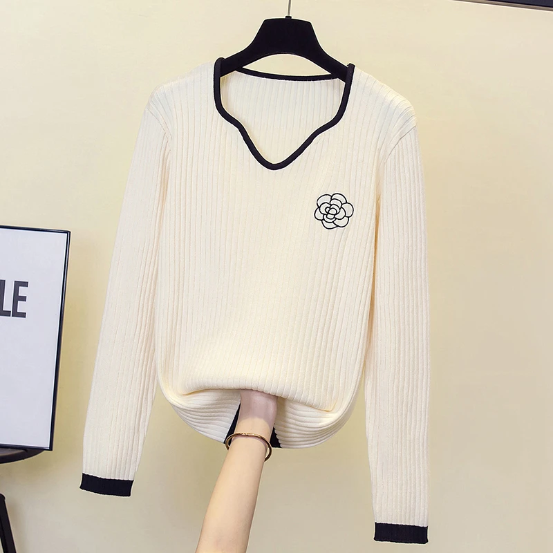 8734现货大码女装2024秋洋气宽松针织衫胖mm百搭显瘦毛衣打底衫