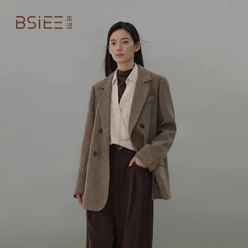 BSIEE/本涩杂色廓形西装秋冬新品高级感气质休闲通勤上衣女