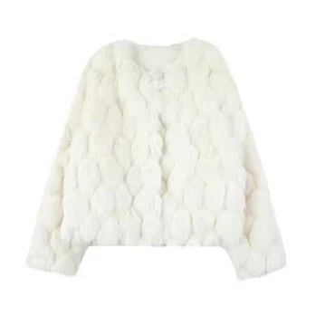 BSIEE/本涩毛毛外套女商场同款时尚百搭气质冬季新品保暖纯色上衣