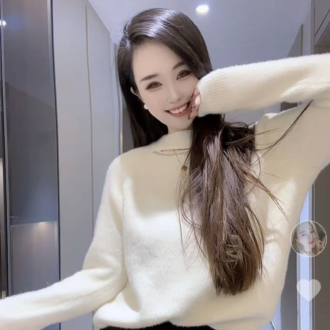 【Amy花猫】软糯温柔风镂空钉珠圆领针织毛衣女秋季新款慵懒感上衣