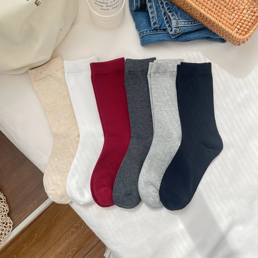 白色棉袜秋冬日系可爱jk袜子女长春款中筒棉短袜堆堆月子柔软复古