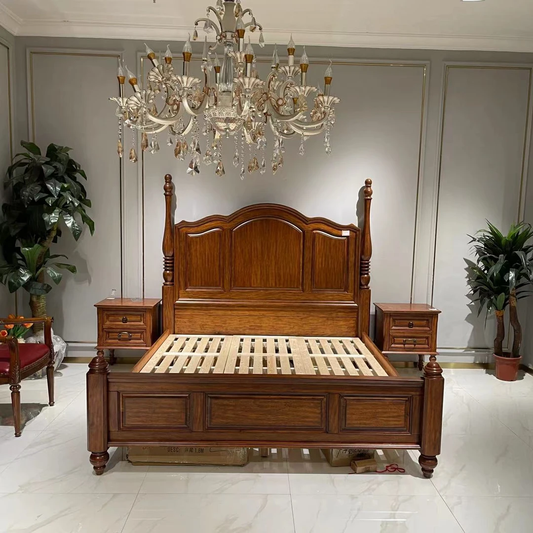 8802 美式桃花芯全实木主卧大床【内径1.8*2米】外径2250*2000*1820