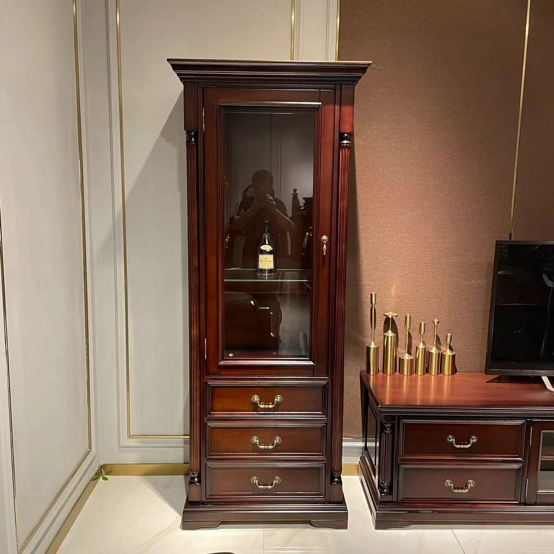 32 美式实木客厅组合单门带抽酒柜760*760*1900