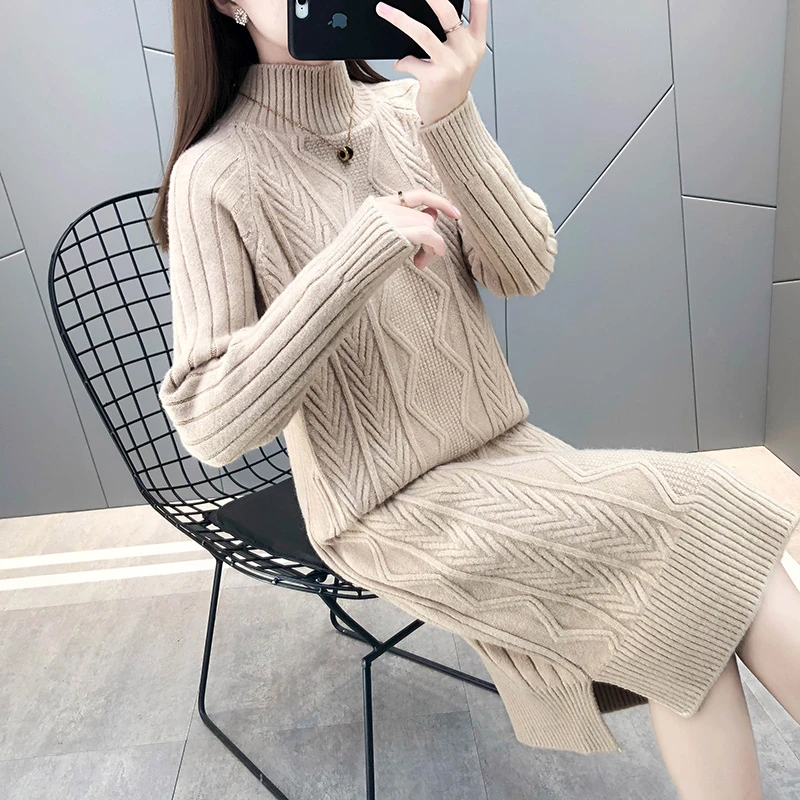 中长款打底衫女秋冬百搭新款洋气显瘦套头加厚过膝长款内搭毛衣女